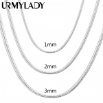 925 Sterling h&otilde;be 1MM/2MM/3MM T&auml;is ussikett 40-75cm Kaelakee Meestele Naiste Moeehted 3MM-50CM 20inch