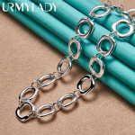 925 h&otilde;bedane ruudukujuline s&otilde;rmus 20-tolline kaelakee naistele Moodne v&otilde;lu Ehted MN239 50cm