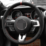 DIY Auto Roolikate K&auml;sit&ouml;&ouml;na &Otilde;mmeldud Libisemisvastane Must Suede Ford Mustang 2015-2019 / Mustang GT jaoks Black Thread