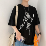 Meeste l&uuml;hikeste varrukatega T-s&auml;rgid Graafilise tr&uuml;kiga Mood Poole varrukatega T-s&auml;rgid Meeste Riided Vabaaja T-s&auml;rgid Meeste Suvised Korea retro Topid M must