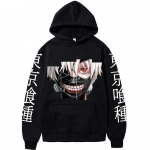 Anime Tokyo Ghoul Hoodie Pullover, pikkade varrukatega, vaba vabaaja naisteriided Meeste printiga Suured dressipluusid Harajuku topid XS must