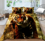 3D Tiigrimustriga Luksuslik Kodune Voodipesukomplekt T&auml;issuuruses Tekikate ja Padjap&uuml;&uuml;r Metsiku Looma Prindiga Pestav Mugav Magamistoa Voodipesu UK Single 135x200cm