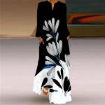 Suvine Retro Butterfly Print seelik V-kaelusega pikkade varrukatega kleit Rannapuhkuse vabaajakleidid L