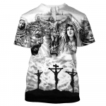Fashion Jesus 3D prindiga T-s&auml;rk Meestele Street Trend L&uuml;hikeste varrukatega Top Suvine Suurem&otilde;&otilde;tmeline T-s&auml;rk Riided Juhuslik O-kaelusega dressipluus S