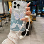 Fashion Flash Powder Butterfly randmerihm telefoni&uuml;mbris iPhone 14 13 12 11 Pro Max X XS XR XS Max 8 7 Plus TPU p&otilde;rutuskindel kate iPhone 7 sinine