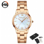 Hannah Martini moekell roosikullast naiste k&auml;ekell Luksuslik roostevabast terasest naistekell V&auml;ikese numbrilauaga Elegantne naiste kvartsist k&auml;ev&otilde;ruga k&auml;ekell roosa kuldne v&auml;rv