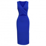 Naiste kevadsuvi vabaaja pikk kleit Elegantne armas vabaaja massiivne l&otilde;hestatud kaelusega varrukateta Bodycon &otilde;huke maksikleit XL sinine