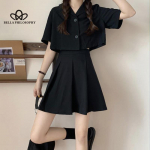 2023. aasta suvine l&uuml;hikeste varrukatega &otilde;huke jakk, bleiserrihmaga kleit, kaheosaline elegantne naiste peokleit, moer&otilde;ivad S must