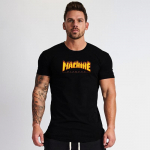 Muscleguysi meeste Slim Fit suvine uus lihaste esitlemine Print Vaba aeg Treening v&auml;lijooksus M must