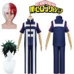 Anime My Hero Academia Boku No Hero Todoroki Shoto Cosplay Kost&uuml;&uuml;m Mehed Naised Koolivorm Spordir&otilde;ivad T-s&auml;rk P&uuml;ksid Midoriya Izuku M-(Suit+Wig) beige