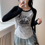 Naiste pikkade varrukatega mood T-s&auml;rk Kevade ja s&uuml;gise uus ebaregulaarne &auml;&auml;r, &otilde;huke vabaaja s&auml;rgid S hall v&auml;rv