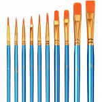 10 t&uuml;kki akr&uuml;&uuml;lpintsleid &ndash; nailonist kunstniku pintslid, &otilde;li akvarellipintslite komplekt akr&uuml;&uuml;lgua&scaron;&scaron;v&auml;rvide jaoks, lastele, algajatele maalihuvilistele, kunstnikele &ndash; sinine