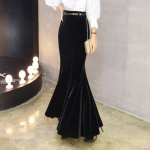Naiste naiste Velvet Fishtail Merineitsi seelik pikk Maxi Bodycon Black Vintage XXXXL must