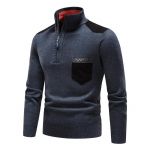 Kvaliteetne talvine meeste t&otilde;mblukuga krae kampsun Paks soe kootud kampsun Lihtne vabaaja pullover kampsun mantel XL beež