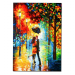 Abstraktne kunstiteos Armastaja kohtumine vihmas l&otilde;uend &Otilde;limaal Abstraktne maastik Kuldlehed seinakunst Plakatituba Kodukaunistus 20x30cm no frame kaadmiumoranž v&auml;rv