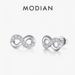 MODIAN 925 Sterling Silver Mobius Infinite Love Stud k&otilde;rvar&otilde;ngad Luksuslikud kuubiktsirkooniumoksiid naistele pruudi ehted h&otilde;be