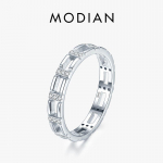 MODIAN 925 Sterling h&otilde;bedased l&auml;bipaistvad CZ Platinum Moodsad s&otilde;rmes&otilde;rmused naistele virnastatavad pulmakihlusavalduse ehted 5 h&otilde;be