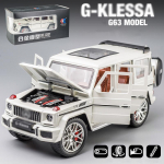 1/24 Scale Benz G-KLESSA AMG G63 Diecast automudeli m&auml;nguasi, tagasit&otilde;mmatav m&auml;nguasi koos heli ja valgusega lastele v&auml;ikelastele poistele t&uuml;drukutele m&otilde;eldud kingituste kollektsioon 1/24-22x9.2x9cm valge