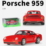 1/24 Scale WELLY Porsche 959 sulamist automudel, survevalu metallist m&auml;nguasjas&otilde;idukid, automudel K&otilde;rge simulatsiooniga kollektsioon, kingitused lastele 1/24-18x7.9x5.4cm punane