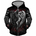 Moodne 3D k&otilde;ikjal tr&uuml;kitud must kapuuts/jakk Unisex gooti t&otilde;mblukuga dressipluus Meeste pullover t&auml;navar&otilde;ivad 4XL