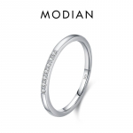 Modian 925 Sterling H&otilde;bedane l&auml;bipaistev tsirkooniumoksiidist virnastatav s&otilde;rmus naistele aastap&auml;eva pulmapael Lihtne peen ehe kingitus 5 h&otilde;be