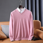 Meeste kampsun, 100% villane talv trikotaaž Pullover S&uuml;giskampsun Meeste Ka&scaron;miirkampsunid Kootud pikkade varrukatega top 2XL roosa