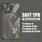 Lillemustriga silikoonist telefoni&uuml;mbris iPhone 15 Pro Max 14 13 12 11 objektiivi kaitse p&otilde;rutuskindel l&auml;bipaistev pehme TPU kesta kate iPhone 15