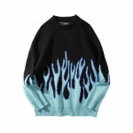 Hip-hop stiilis Flame sviiter Oversize t&auml;navar&otilde;ivad s&uuml;giskampsunid, paar kootud pullover, avar meeste džemper M sinine