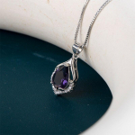 POMOiii uudse disainiga naiste kaelakee, lilla kuubiktsirkooniumoksiid, unikaalsed aksessuaarid peole m&otilde;eldud v&auml;ljam&otilde;eldud kingituste t&uuml;drukute ehted 45cm lilla