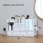 Kodumajapidamises kasutatav mitmekihiline ehtekarp Suure mahutavusega kosmeetikapeegli hoiukarbi sahtel t&ouml;&ouml;laud koos peegelkosmeetika hoiukastiga