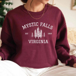 Mystic Falls Virginia Pusa Vampire F&auml;nni kampsun Salvatore Brothers Pusa Unisex pikkade varrukatega dressipluusid vabaaja pulloverid XL burgundiapunane