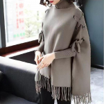 Oversized avar l&otilde;hestatud nahkhiire kampsun paks Kampsun naiste pullover k&otilde;rge kaelusega keebi stiilis salljakk Hongkongi retro One Size must