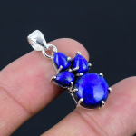 Naturaalne lapis lazuli kalliskiviga ripats, 925 sterlingh&otilde;be, piikidega kinnitatud disainiga ripats, k&auml;sitsi valmistatud ripats ehtekink s&otilde;brap&auml;evaks sinine