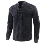 Meeste kevade ja s&uuml;gise retro pikkade varrukatega T-s&auml;rk V-kaelusega pitsiga pikkade varrukatega pullover XXXXXL must