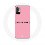 Coque pour Xiaomi Redmi Note 10 5G Blackpink Groupe de K-pop Logo Fond Rose