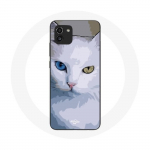 Coque pour Samsung Galaxy A03 Turc de van Chat oeil bleu et oeil jaune