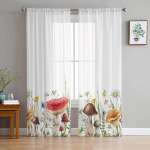 Seened Lilled Taimed L&auml;bipaistvad Voile AknaKardinad T&uuml;llKardinad Elutoa R&otilde;du Kaunistus Kardinad 135W x 114H(cm)