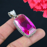 Roosa topaasi v&auml;&auml;riskiviga ripats Massiivne 925 sterlingh&otilde;bedast ripats Ehtekink unisexile