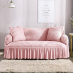 Voldis Seersuckeri diivanikate elutuppa Paks elastne tugeva veniva diivani katted 1/2/3/4 istmega diivani tugitooli kate 1 Seater 90-140cm roosa