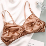 Satiinist rinnahoidja naiste suvine &otilde;huke aluspesu ilma terasr&otilde;ngata suur &otilde;mblusteta rinnahoidja n&auml;htamatu rinnahoidja Push Up rinnahoidja 44/100C khaki