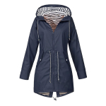 Naiste Solid Stripe vihmajope Outdoor Plus veekindel kapuutsiga vihmamantel Tuulekindel XXXXL
