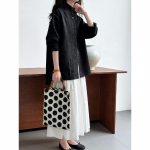 Vintage pluus naiste s&uuml;gisene lihase tunnetusega žakaarkaelus, seisukrae, esmaklassilised tunnetusega pendeldajad M must