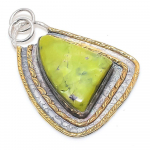 Natural Atlantisite Gemstone 925 Sterling Silver Two Tone Pendant 2.13 u1a09
