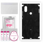 apgo Protective Skin Sticker for the back+sides compatible with Xiaomi Mi A2 (Mi 6X), Full Wrap Film, Foil, Vinyl - Pattern Black Camo