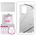 apgo Protective Skin Sticker for the back+sides compatible with Oppo A77 5G, Full Wrap Film, Foil, Vinyl - Pattern White Marble