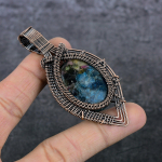 Natural Watermelon Tourmaline Copper Wire Wrap Gift Jewelry Pendant 3.15 i3u25