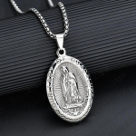 H&otilde;bedane/kuldne roostevabast terasest neitsi Maarja ripats, kaelakee, 3 mm &uuml;mmargune kastikett 70cm h&otilde;be