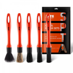 Detailiharjade komplekt 5 erineva suurusega Premium naturaalsetest juustest segakiust plastikust k&auml;epidemega auto detailiharjad rataste, mootori, salongi, &otilde;huavade puhastamiseks 22*4.5cm,5Pcs