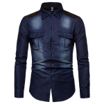 Moodsad meeste teksariidest teksas&auml;rgid Kauboi stiilis s&auml;rk Meeste pikkade varrukatega puuvillased Slim Fit soliidsed s&auml;rgid M
