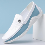 Kevadsuvised jalatsid meestele Nahast vabaajajalatsid Mugavad tasapinnalised s&otilde;idujalatsid T&auml;navamood Slip-on loafers 44 valge